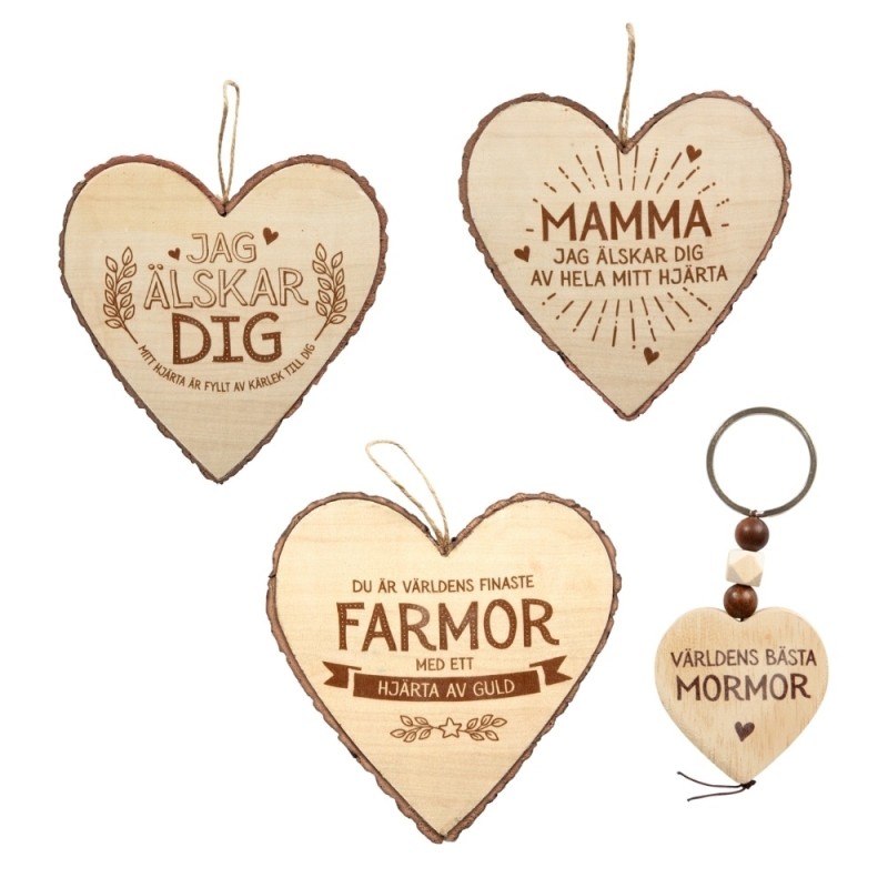 Hjärta Trä Wooden Heart med text Hjärta Trä Wooden Heart med text