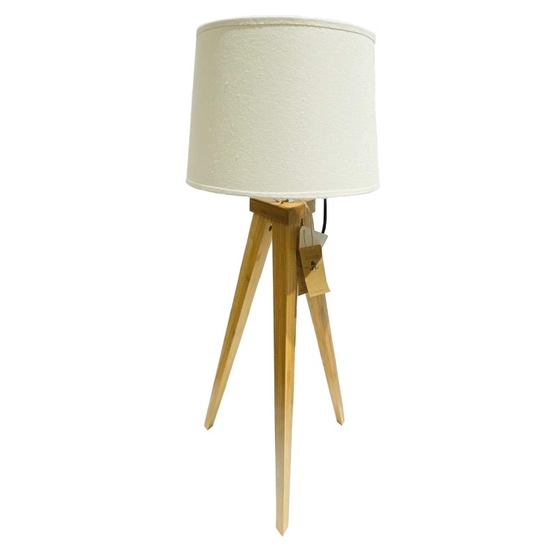 Lampa bord trä Vit skärm 49 cm Lampa bord trä Vit skärm 49 cm