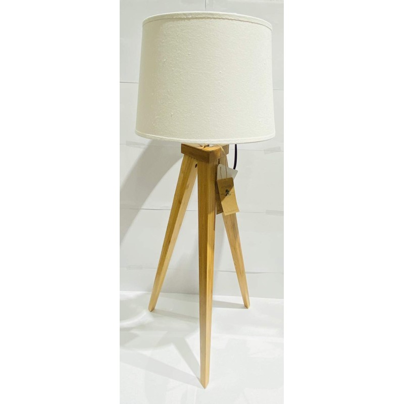 Lampa bord trä Vit skärm 49 cm Lampa bord trä Vit skärm 49 cm