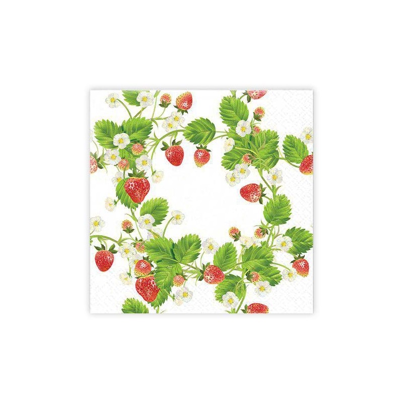 Kaffeservetter Jordgubbar/Blad 25x25cm 20-pack