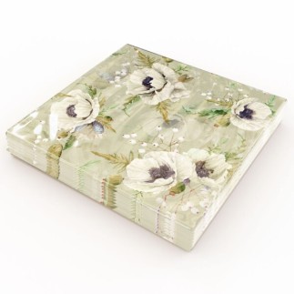 Servetter Blommor Vita 33x33 cm 20-pack