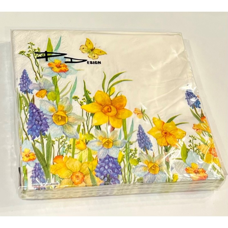 Kaffeservetter Vårblommor 25x25 cm 20-pack