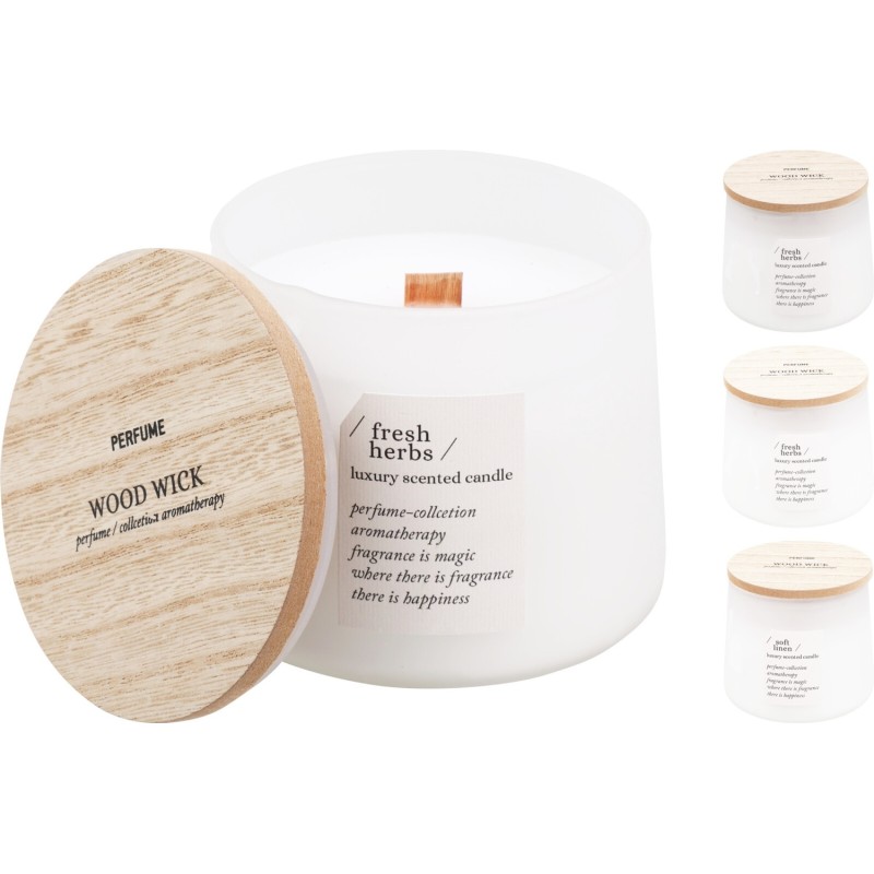 Doftljus Wood Wick Soft Linen 10 cm