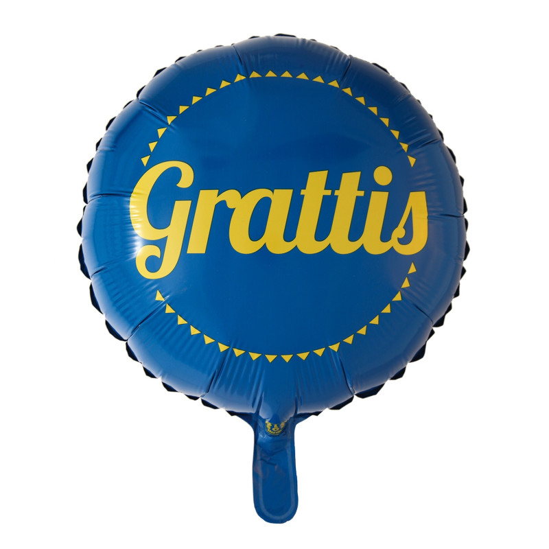 Ballong Grattis Blå Rund Folie 46 cm