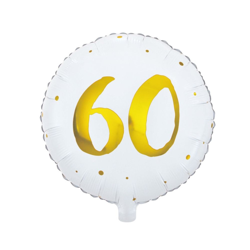 Ballong 60 år Vit/Guld Folie 46 cm