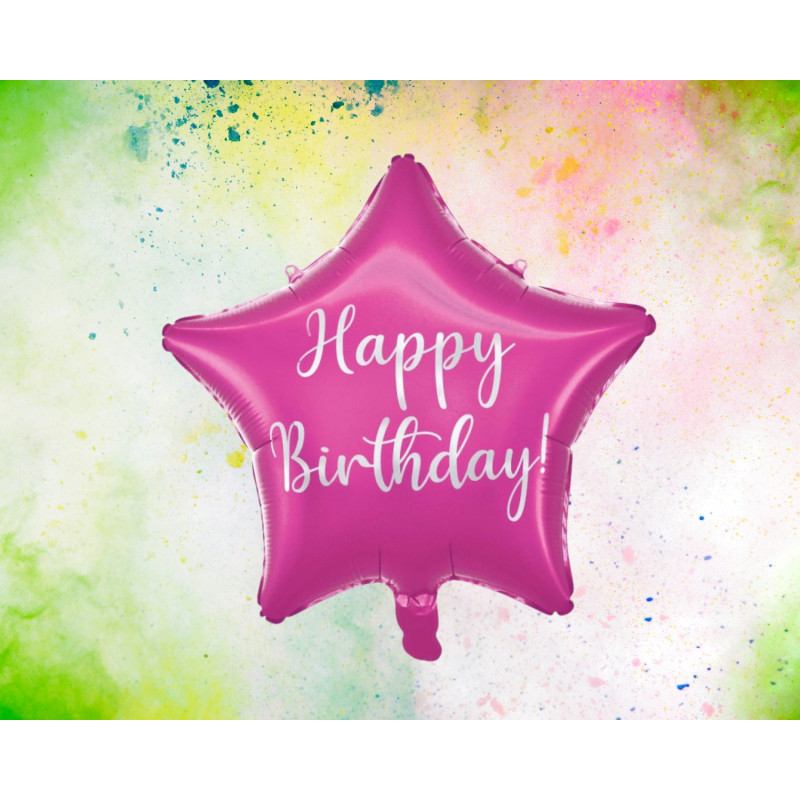 Ballong Happy Birthday Stjärna Rosa Folie