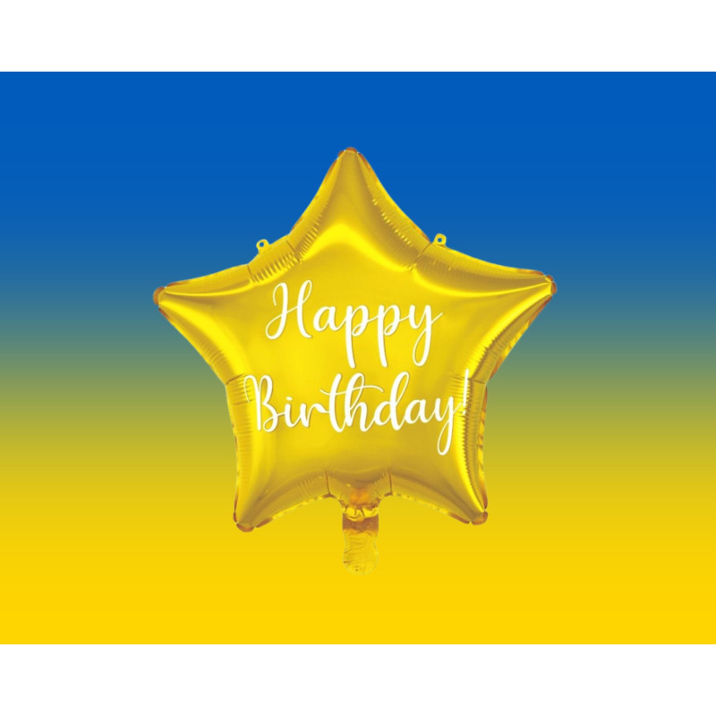 Ballong Happy Birthday Stjärna Guld Folie