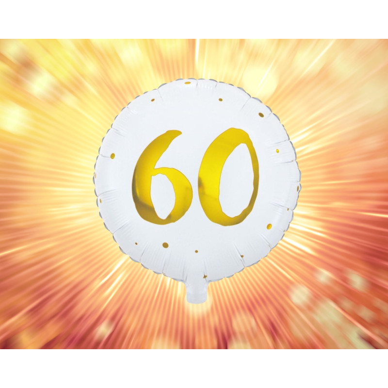 Ballong 60 år Vit/Guld Folie 46 cm