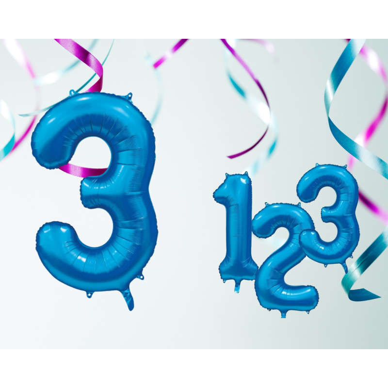 Ballong Siffra 3 Blå 86 cm