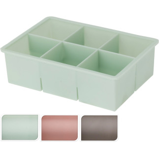 Iskub Stor 6-fack Grön Rosa Grå Fyrkant 