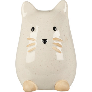 Katt Porslin Vit Brun Beige 13 cm