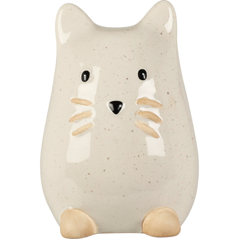 Katt Porslin Vit Brun Beige 13 cm