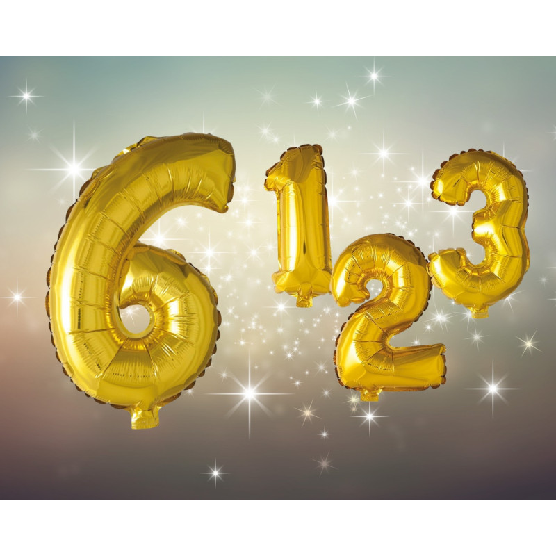 Ballong Siffra 6 Guld 86 cm