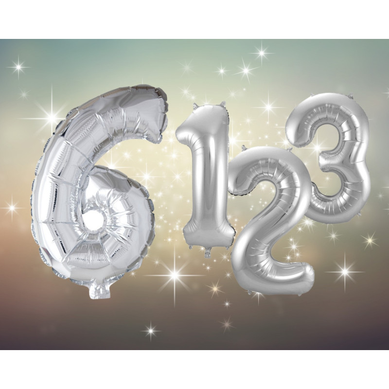 Ballong Siffra 6 Silver 86 cm