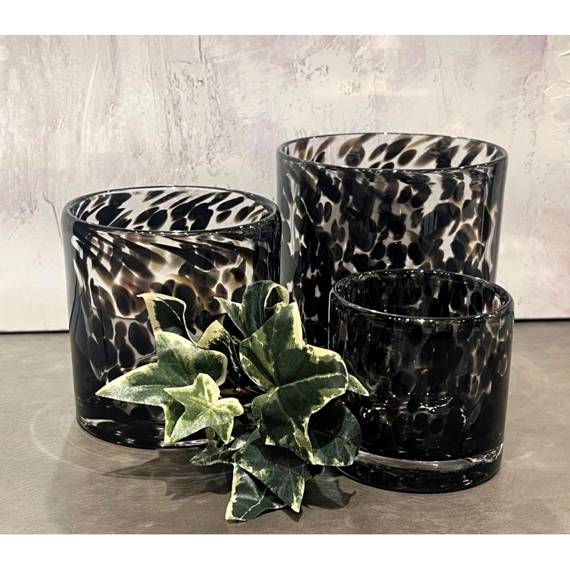 Ljushållare Grå/Svart Mönstrad Glas 8x8 cm