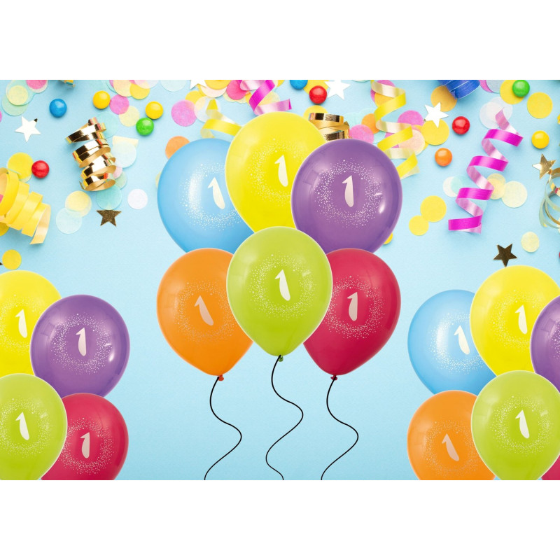 Ballong Födelsedag 1 år 6-pack Latex Mixade