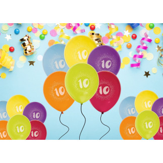 Ballong Födelsedag 10 år 6-pack Latex Mixade Ballong Födelsedag 10 år 6-pack Latex Mixade