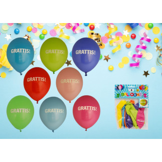 Ballong Grattis 8-pack Latex Mixade