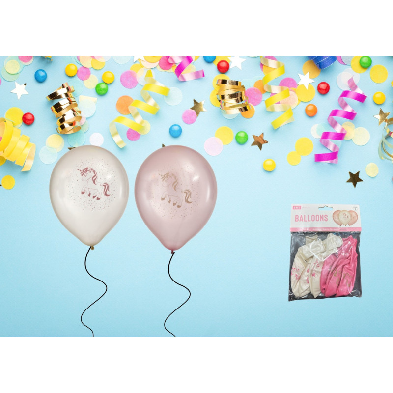 Ballong Unicorn Enhörning Rosa/Vita 8-pack Latex Ballong Unicorn Enhörning Rosa/Vita 8-pack Latex