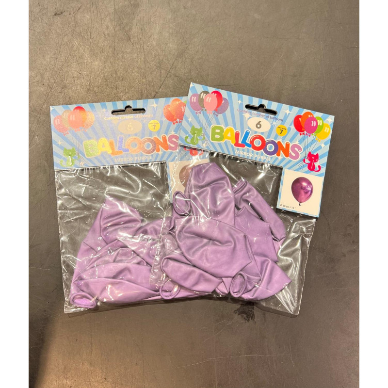 Ballong Blank Lila Spegelballong 6-pack 30 cm Latex Ballong Blank Lila Spegelballong 6-pack 30 cm Latex