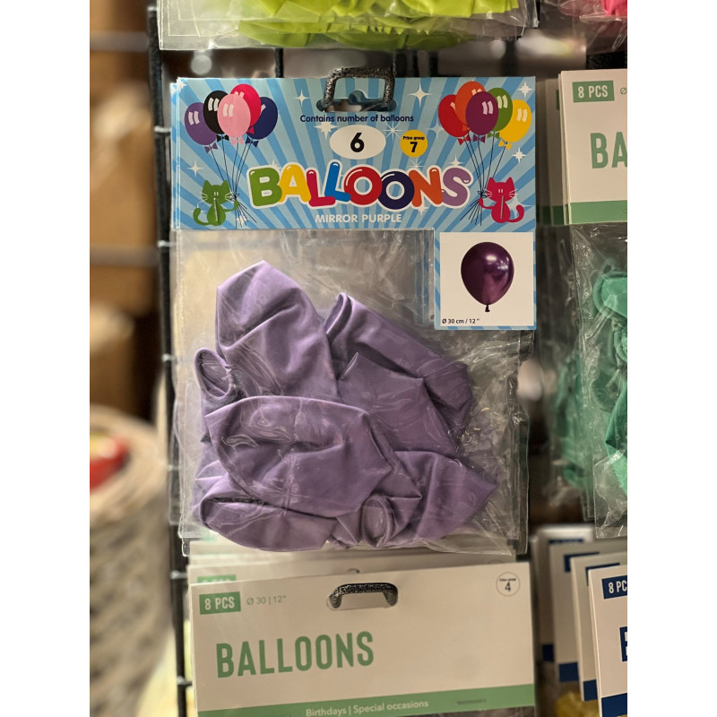 Ballong Blank Lila Spegelballong 6-pack 30 cm Latex Ballong Blank Lila Spegelballong 6-pack 30 cm Latex