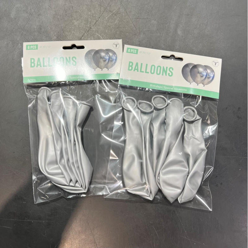 Ballong Blank Silver Spegelballong 6-pack 30 cm Latex Ballong Blank Silver Spegelballong 6-pack 30 cm Latex