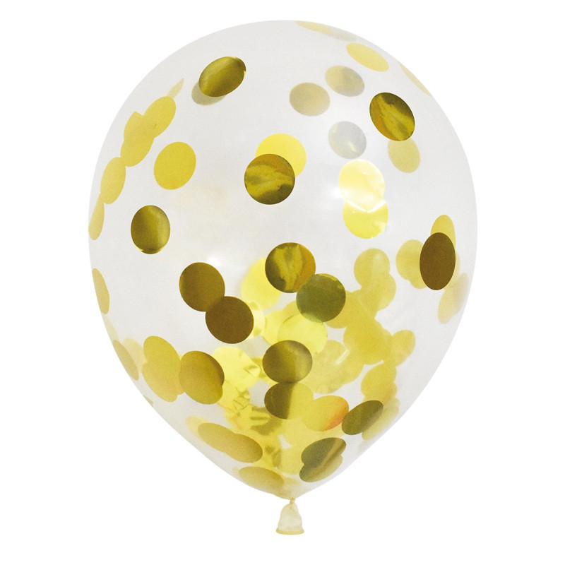 Ballong Konfetti Prickar Guld 6-pack 30 cm Latex Ballong Konfetti Prickar Guld 6-pack 30 cm Latex