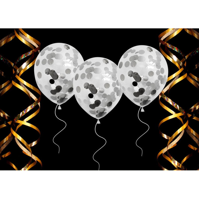 Ballong Konfetti Prickar Silver 6-pack 30 cm Latex Ballong Konfetti Prickar Silver 6-pack 30 cm Latex