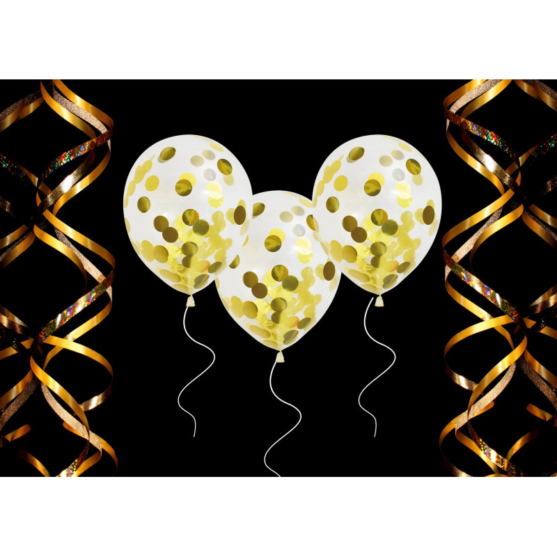 Ballong Konfetti Prickar Guld 6-pack 30 cm Latex Ballong Konfetti Prickar Guld 6-pack 30 cm Latex