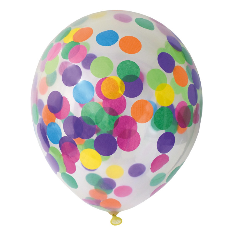 Ballong Konfetti Prickar Färgglada 6-pack 30 cm Latex