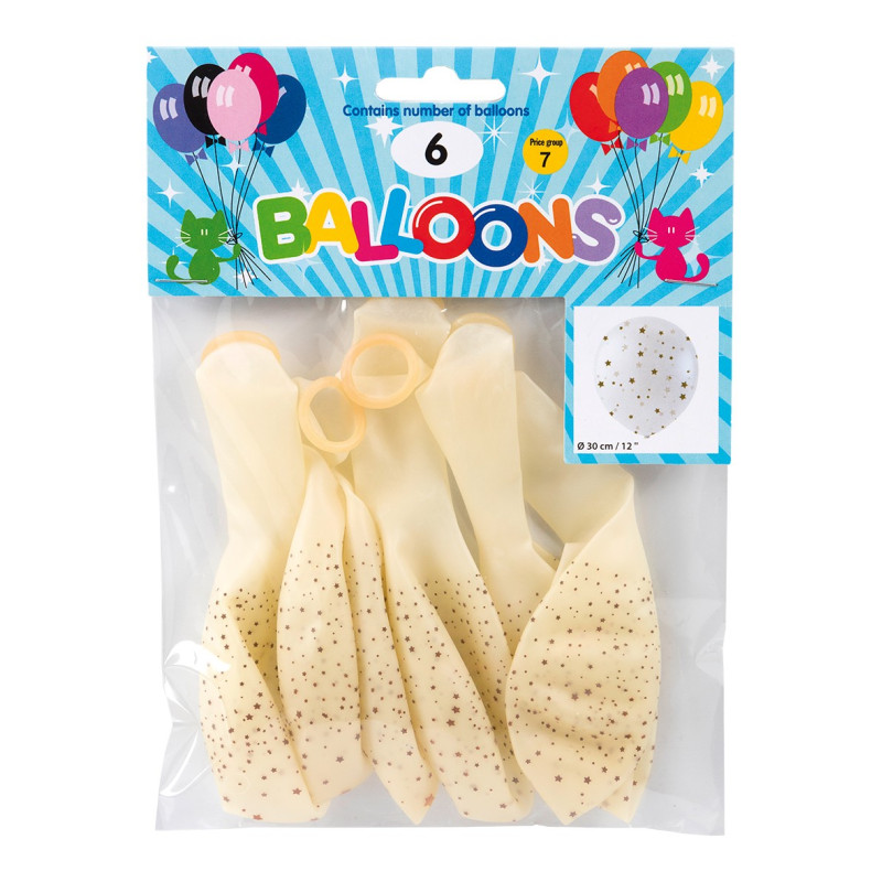Ballong Stjärnor 6-pack 30 cm Latex Ballong Stjärnor 6-pack 30 cm Latex