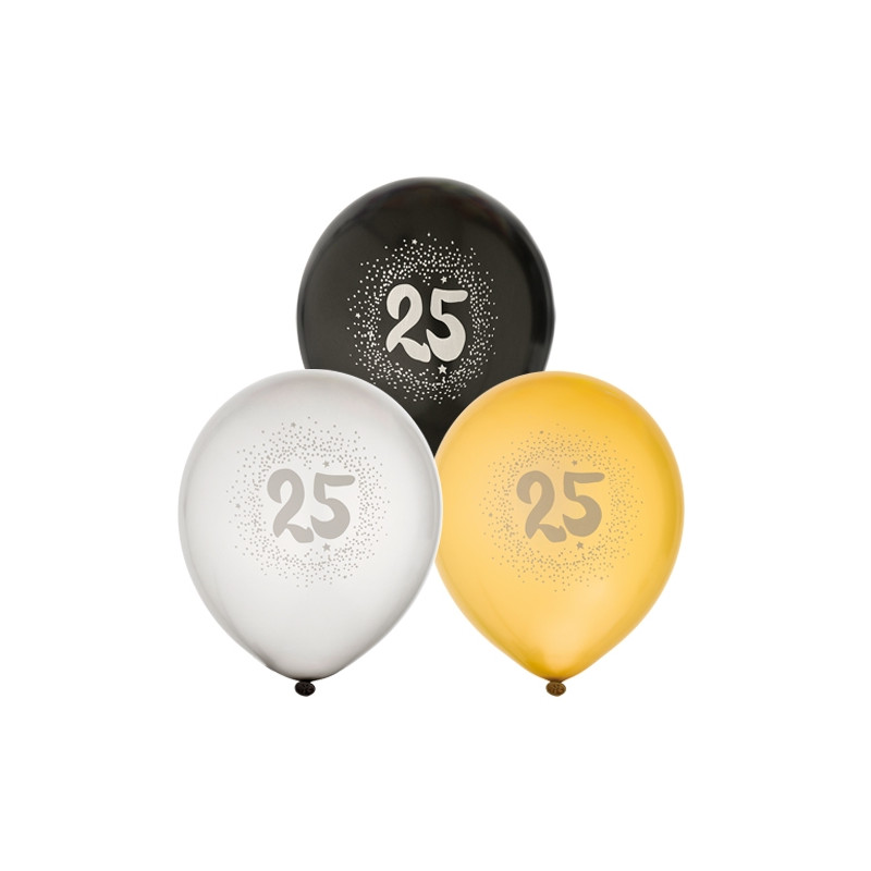Ballong 25 år 6-pack Latex Ballong 25 år 6-pack Latex