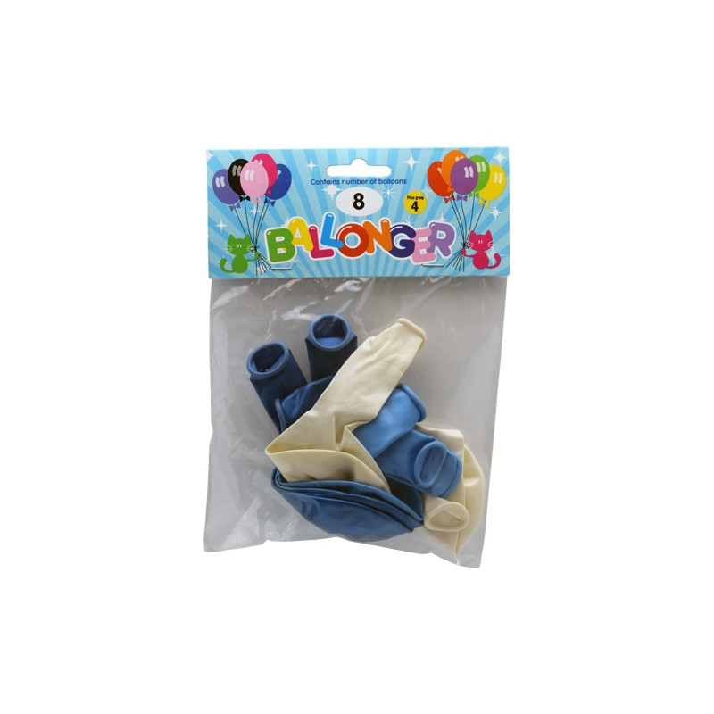 Ballong Metallic Blå 8-pack Latex