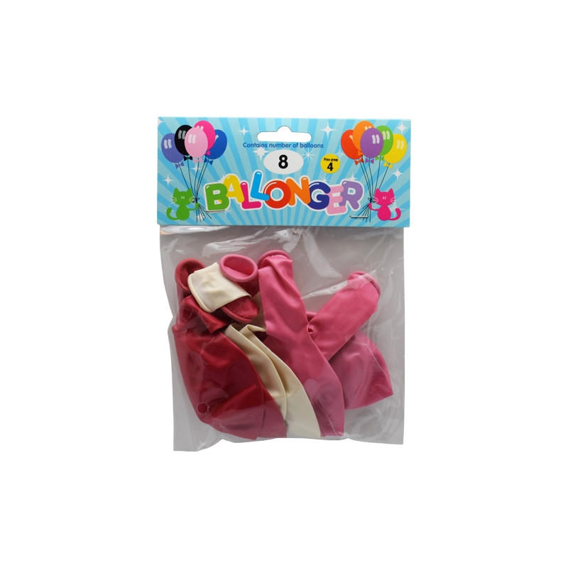 Ballong Metallic Rosa 8-pack Latex