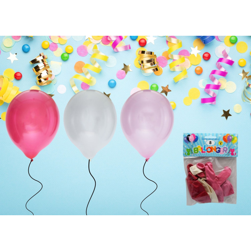 Ballong Metallic Rosa 8-pack Latex