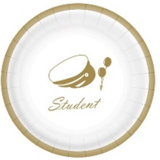 Studentpaket Vit/Guld Tallrikar Servetter Muggar Girlang Student 