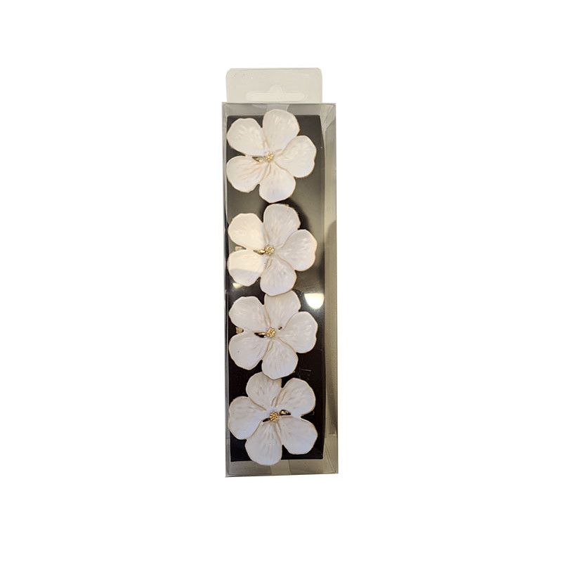 Servettringar Blomma Metall Vita 4-pack Servettringar Blomma Metall Vita 4-pack