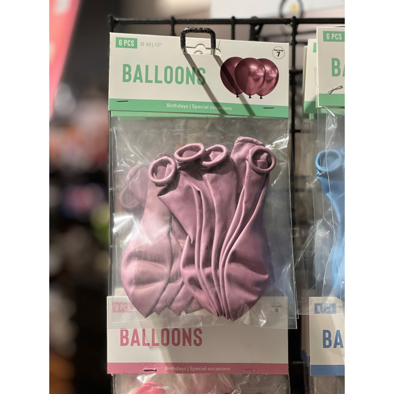 Ballong Blank Rosa Spegelballong 6-pack 30 cm Latex