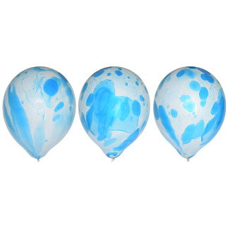 Ballong Blå Marble Marmor 6-pack Latex