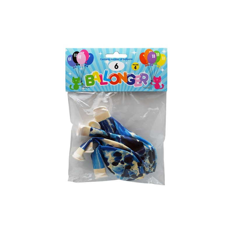 Ballong Blå Marble Marmor 6-pack Latex Ballong Blå Marble Marmor 6-pack Latex