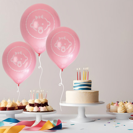 Ballong Baby Girl Rosa 8-pack Latex