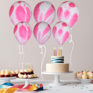 Ballong Rosa Marble Marmor 6-pack Latex