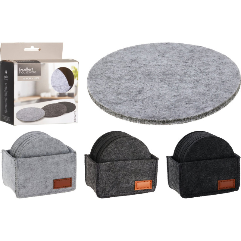 Glasunderlägg Filt 12-pack Svart Glasunderlägg Filt 12-pack Svart
