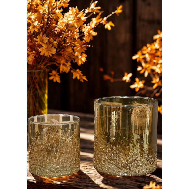 Ljushållare Lykta Mönstrat Glas 14 cm