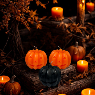 Ljus Pumpa Halloween Svart 7 cm