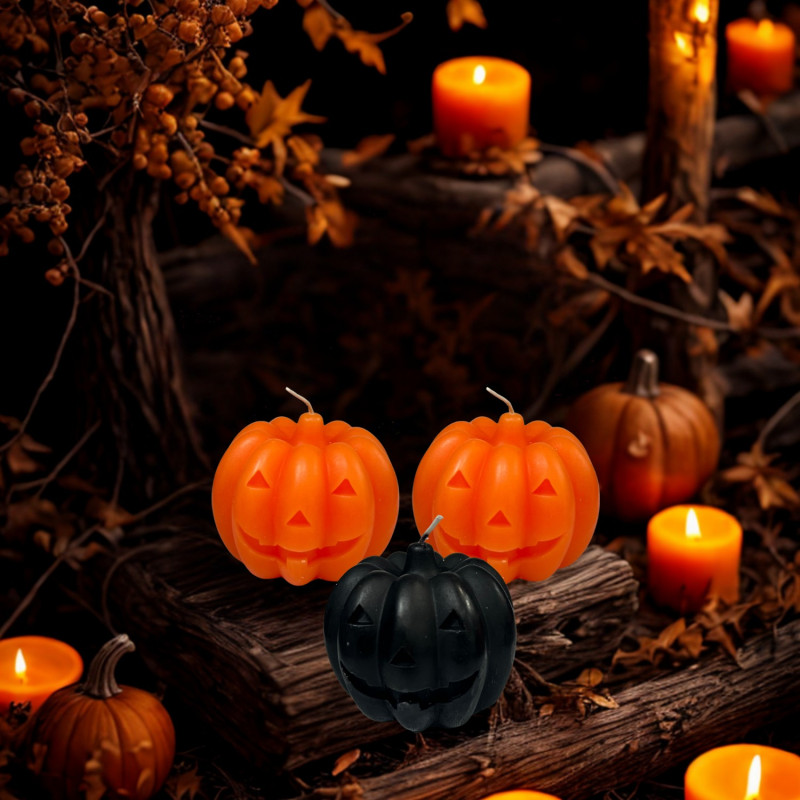 Ljus Pumpa Halloween Svart 7 cm