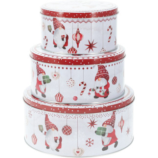 Plåtburk Jul Rund 3-set