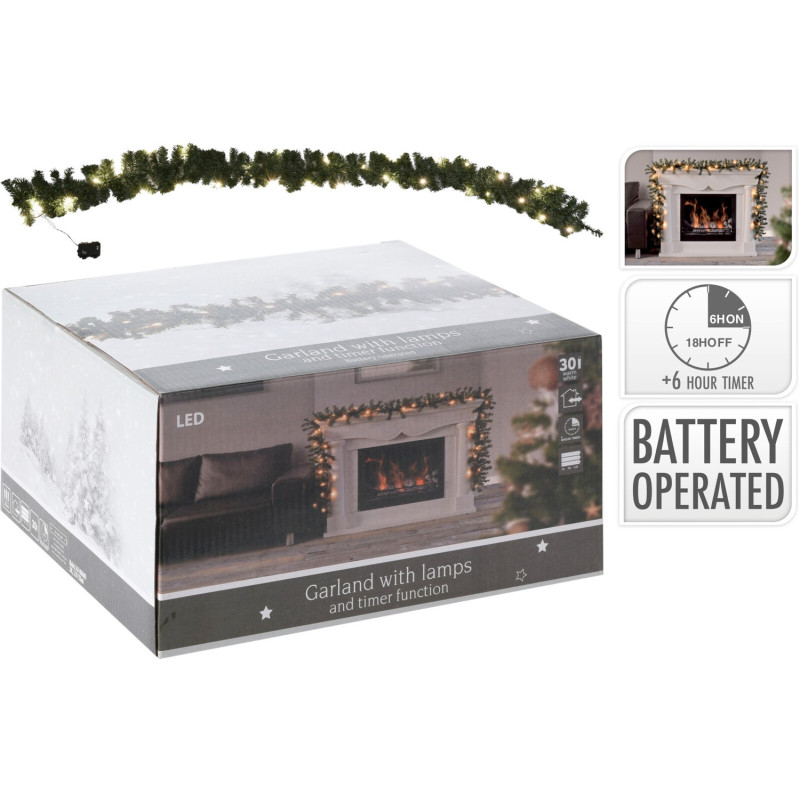 Girlang med LED 2,7 m Inne/Ute Timer