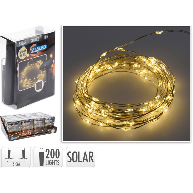 LED-slinga Vajertråd Solceller 10 meter 200 lampor