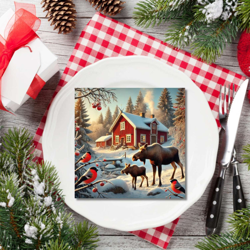 Servetter Älgar / Domherrar 20-pack